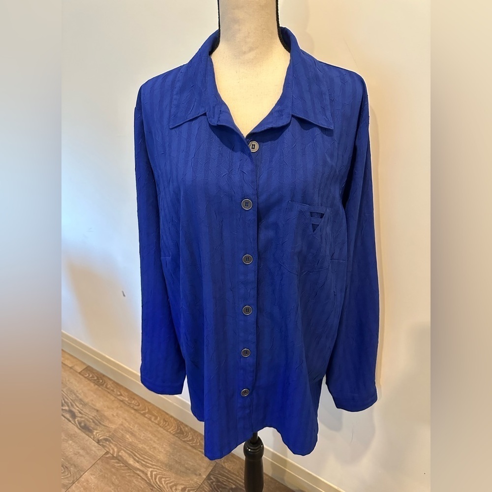 Penningtons Blue Button Front Shirt 2X
